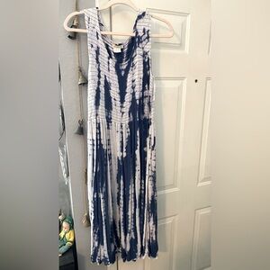Blue and White Tie-Dye MIDI dress